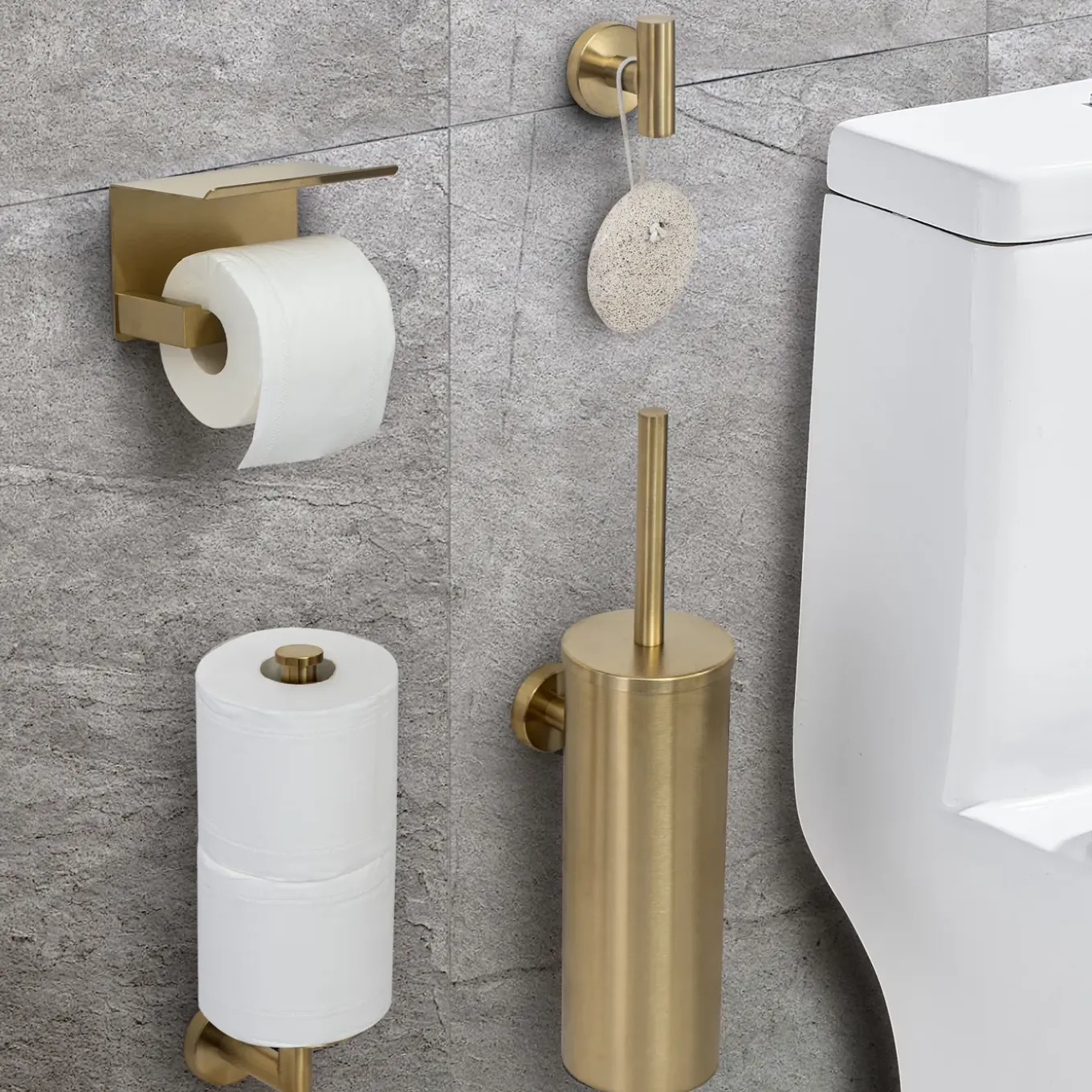 VDN Stainless Toiletaccessoireset goud 4-delig