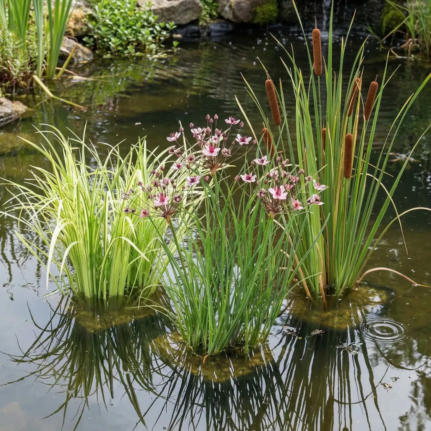 vdvelde - Kalmoes Acorus Calamus Variegatus Vijverplant - 4 Planten Set Met Mand & Klei