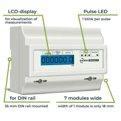 Velleman Energiemeter Din 3 Fasen, Stroommeter, Kwh Meter Voor Din-railmontage