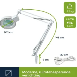 Velleman Loeplamp met klem, zwenkarm, aan/uit-schakelaar, Metaal