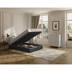 Vente-unique Bedbodem Met Opbergruimte Hestia Zwart - L 200cm X B 120cm X H 30cm