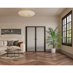 Vente-unique Deur Blok Loxton Zwart - L 93cm X B 3.5cm X H 204cm