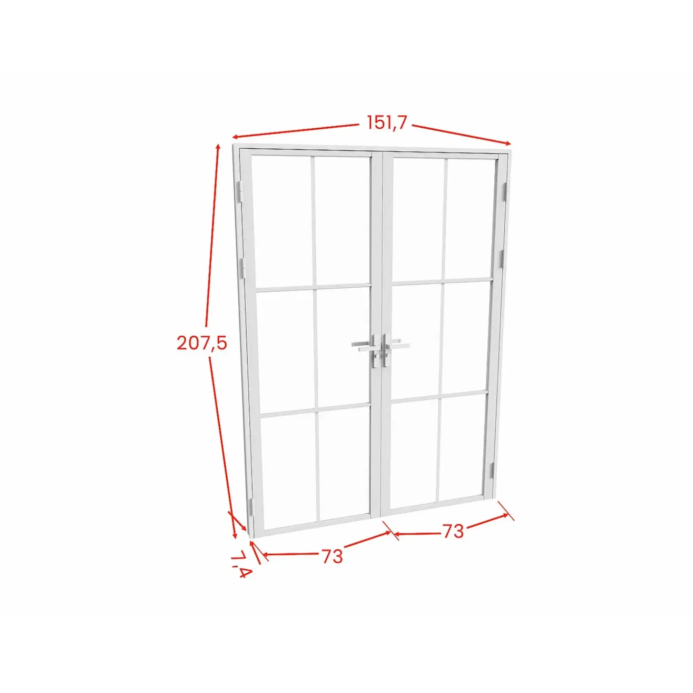 Vente-unique Deur Blok Seroto Wit - L 73cm X B 3.5cm X H 204cm