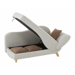 Vente-unique Eenpersoons Slaapbank Penelope Beige Links - L 160cm X B 80cm X H 81cm