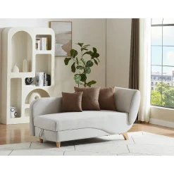 Vente-unique Eenpersoons Slaapbank Penelope Beige Links - L 160cm X B 80cm X H 81cm