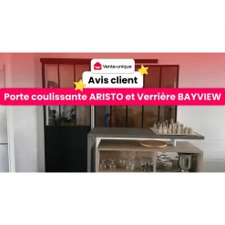 Vente-unique Glazen Binnenraam Bayview Zwart - L 180cm X B 3.5cm X H 105cm