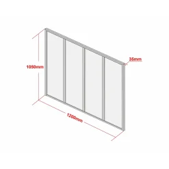 Vente-unique Glazen Binnenraam Bayview Zwart - L 120cm X B 3.5cm X H 105cm