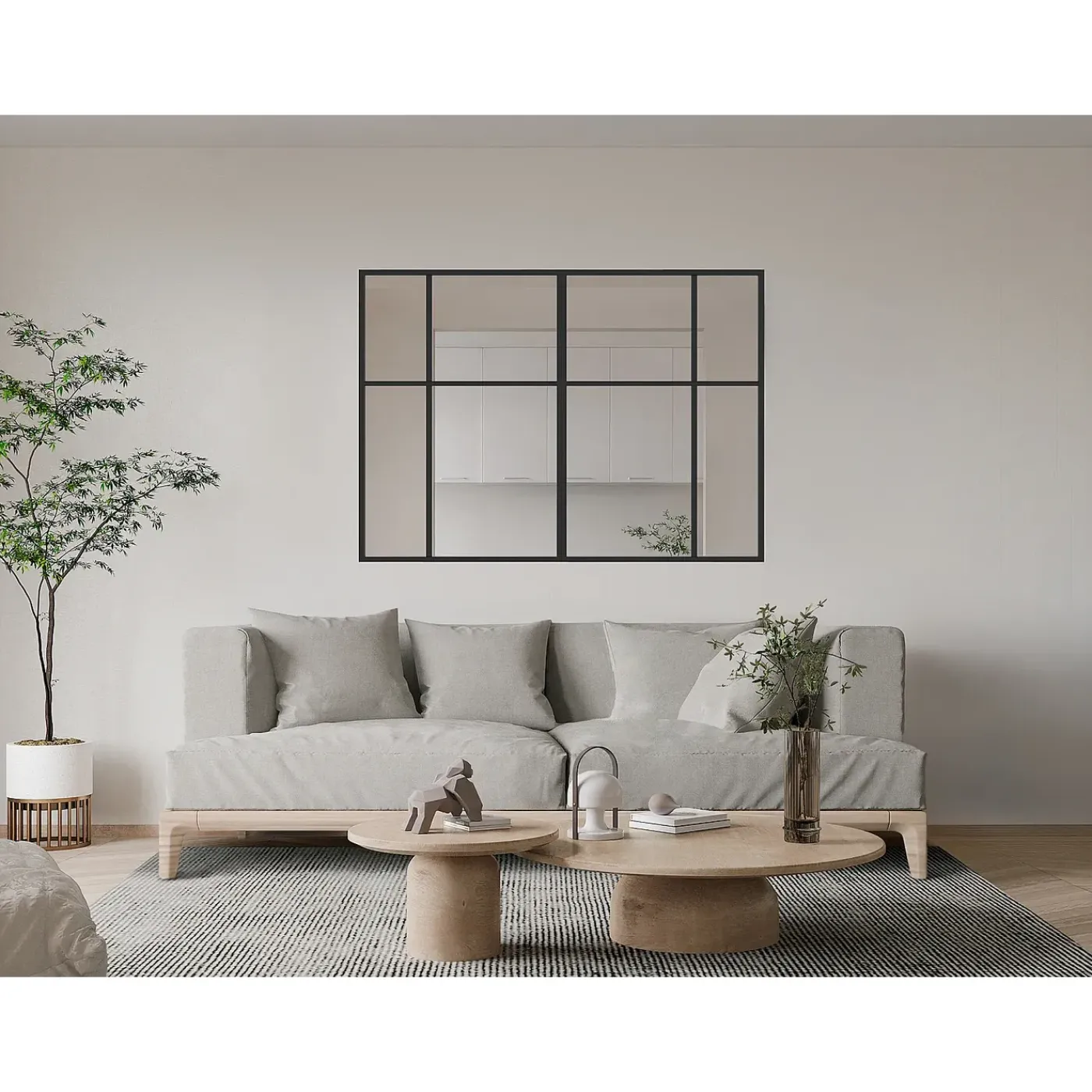 Vente-unique Glazen Binnenraam Toniba Zwart - L 180cm X B 3.5cm X H 130cm