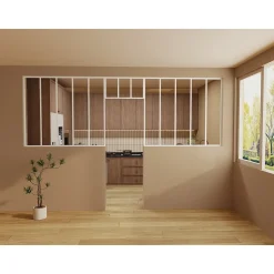 Vente-unique Glazen Binnenraam Bayview Wit - L 4.2cm X B 2.2cm X H 40cm