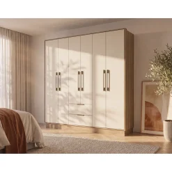 Vente-unique Kast Feova Beige - L 162cm X B 46.5cm X H 182cm