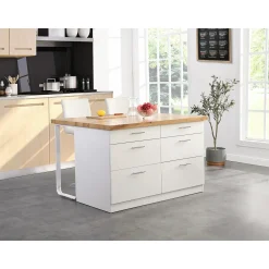 Vente-unique Keukeneiland Alegrita Beige - L 126cm X B 104cm X H 80cm
