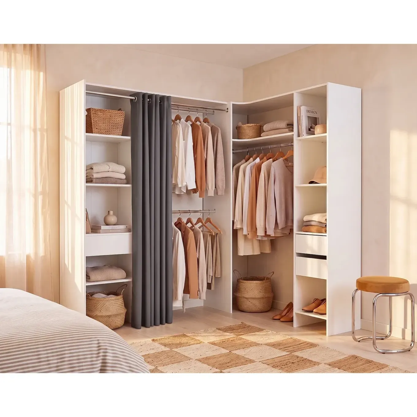 Vente-unique Open Kledingkast Gontran Wit - L 164cm X B 141cm X H 205cm