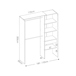 Vente-unique Open Kledingkast Gontran Wit - L 164cm X B 141cm X H 205cm