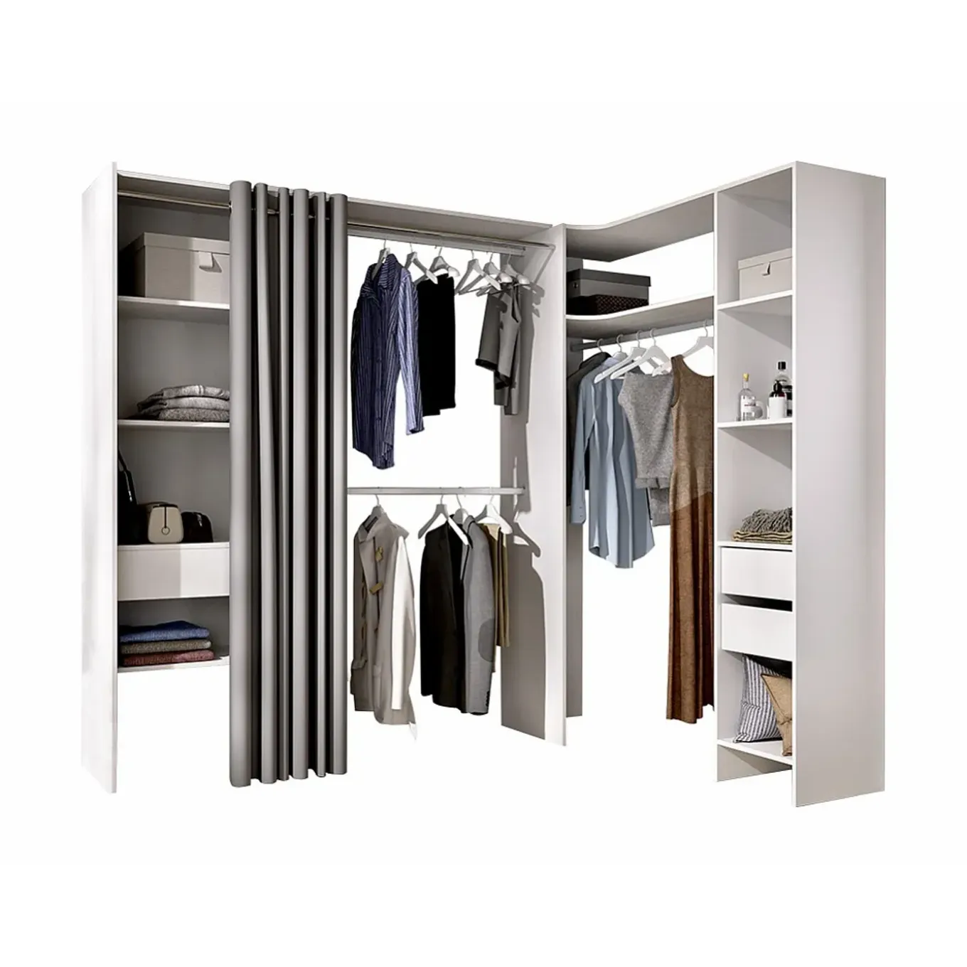 Vente-unique Open Kledingkast Gontran Wit - L 164cm X B 141cm X H 205cm