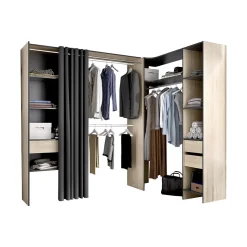 Vente-unique Open Kledingkast Gontran Grijs - L 164cm X B 141cm X H 205cm