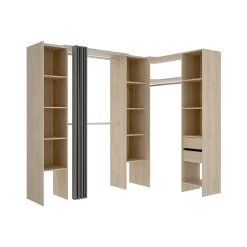 Vente-unique Open Kledingkast Dorian Beige - L 164cm X B 141cm X H 205cm