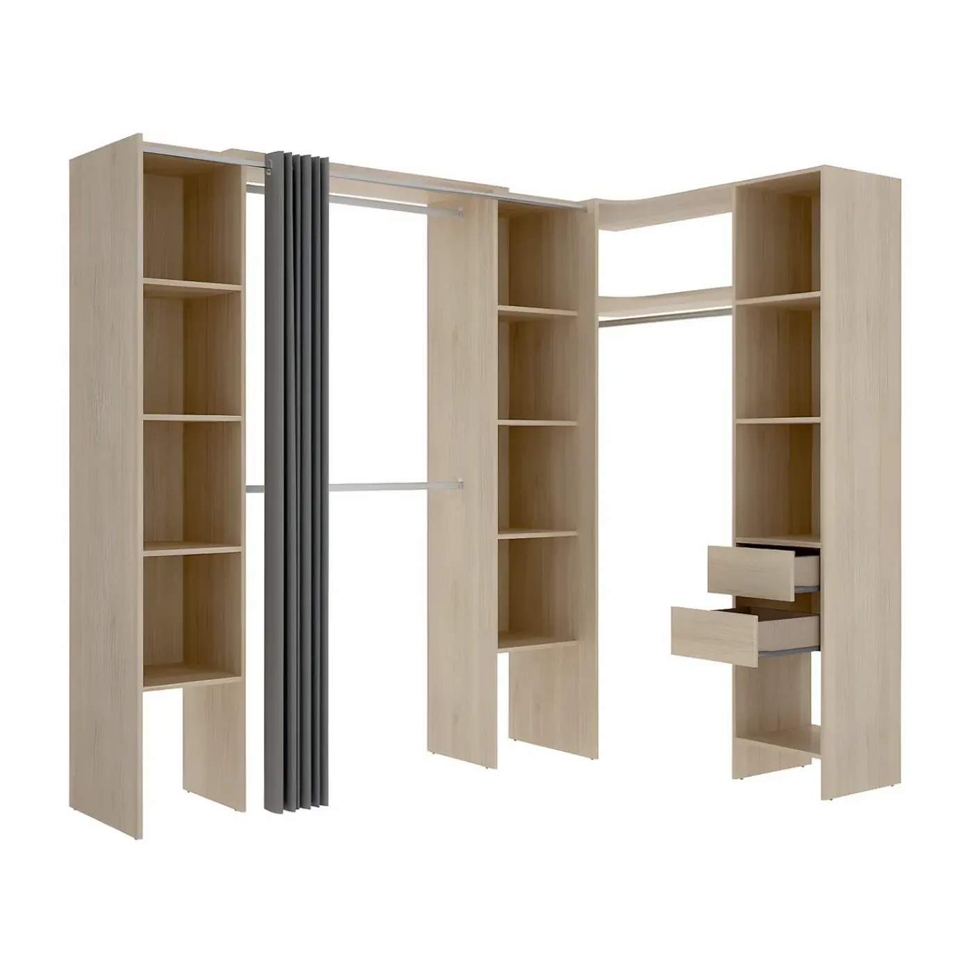 Vente-unique Open Kledingkast Dorian Beige - L 164cm X B 141cm X H 205cm
