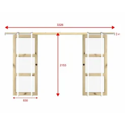 Vente-unique Schuifdeur Acosta Beige - L 83cm X B 3.5cm X H 205cm