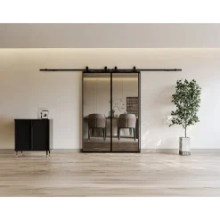 Vente-unique Schuifdeur Linci Zwart - L 93cm X B 4cm X H 205cm