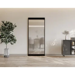 Vente-unique Schuifdeur Toripa Zwart - L 93cm X B 4.5cm X H 210cm