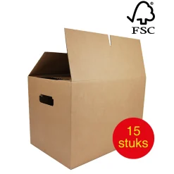 Profi Verhuisdozen extra sterk - 51L - autolock geen tape nodig – FSC karton - 15 stuks - handvatten