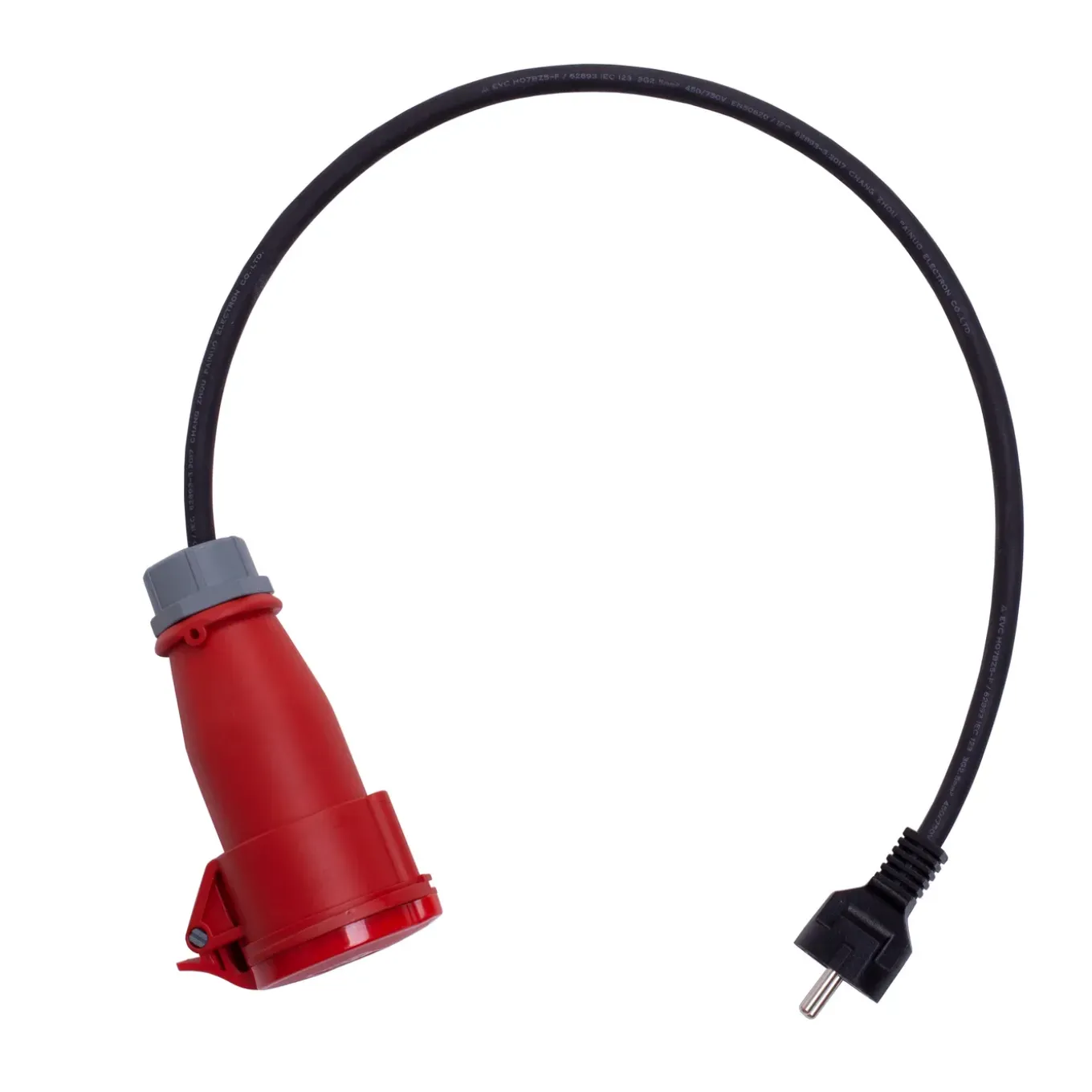 Verloopkabel draagbare lader rood CEE-schuko 16A