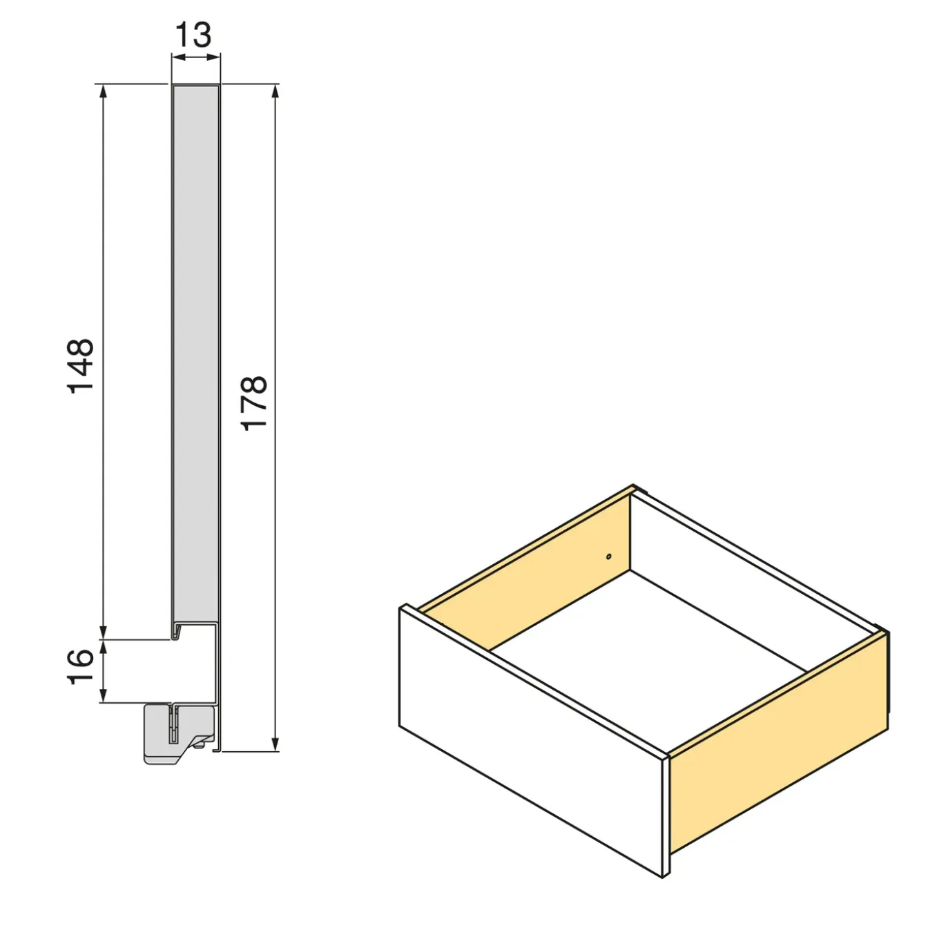 Vertex Met 3d-regeling Outdoor Lade Emuca, Hoogte 178mm, 40kg, Diepte 350mm, Staal, Wit Gelakt