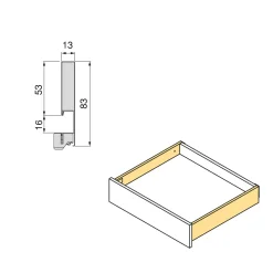 Emuca Vertex Met 3d-regeling Outdoor Lade , Hoogte 83mm, 40kg, Diepte 450mm, Staal, Wit Gelakt