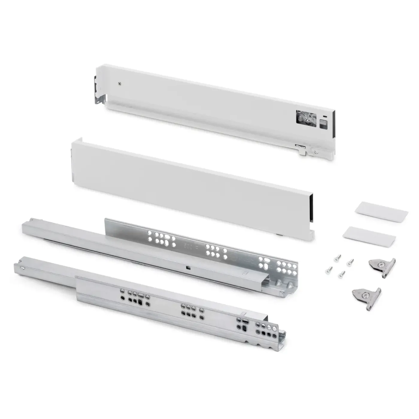 Emuca Vertex Met 3d-regeling Outdoor Lade , Hoogte 83mm, 40kg, Diepte 450mm, Staal, Wit Gelakt
