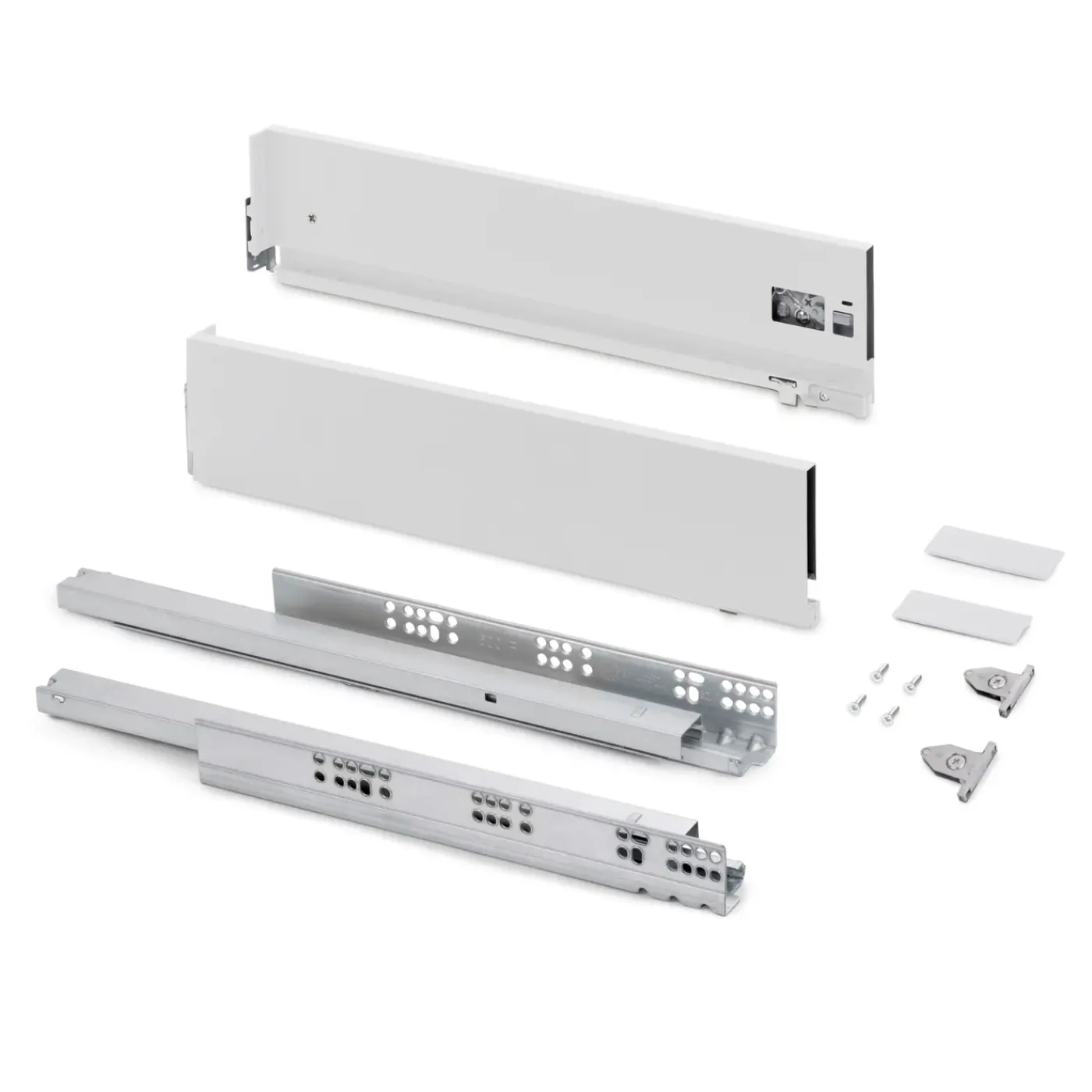 Emuca Vertex Met 3d-regeling Outdoor Lade , Hoogte 131mm, 40kg, Diepte 350mm, Staal, Wit Gelakt