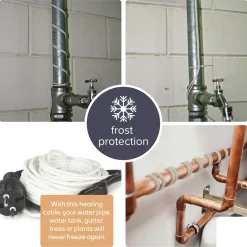 Perel Verwarmingskabel, Thermostaat, Voor Binnen En Buiten, 12 M, Wit, Pe (polyethyleen)