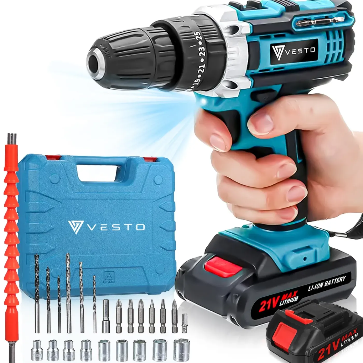 Vesto ® Powerdrive Accuboormachine - Accu Schroefboormachine - Boormachine - Incl. 2 Accu's