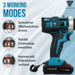 Vesto ® Powerdrive Accuboormachine - Accu Schroefboormachine - Boormachine - Incl. 2 Accu's