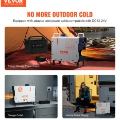 Vevor Dieselkachel (verwarming) 12v/24v 2kw Bluetooth App, Afstandsbediening, Co-alarm, Draagbaar