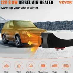 Vevor Dieselkachel (verwarming) 8kw 12v Voor Auto/vrachtwagens/camper Aluminium, Snel Opwarmend