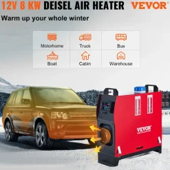 Vevor Dieselkachel (verwarming) 12v 8kw Voor Auto/trucks Afstandsbediening, Lcd-thermostaatmonitor