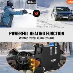 VEVOR Dieselkachel (verwarming) 12v 8kw Voor Auto Aluminium, Afstandsbediening, Lcd-scherm, Zwart