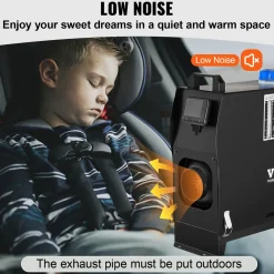 VEVOR Dieselkachel (verwarming) 12v 8kw Voor Auto Aluminium, Afstandsbediening, Lcd-scherm, Zwart