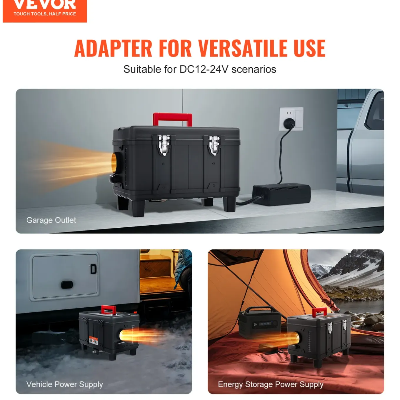 Vevor Dieselverwarming 8kw 12/24v All-in-one, Bt App, Draagbaar, Display, Co-alarm, Stil