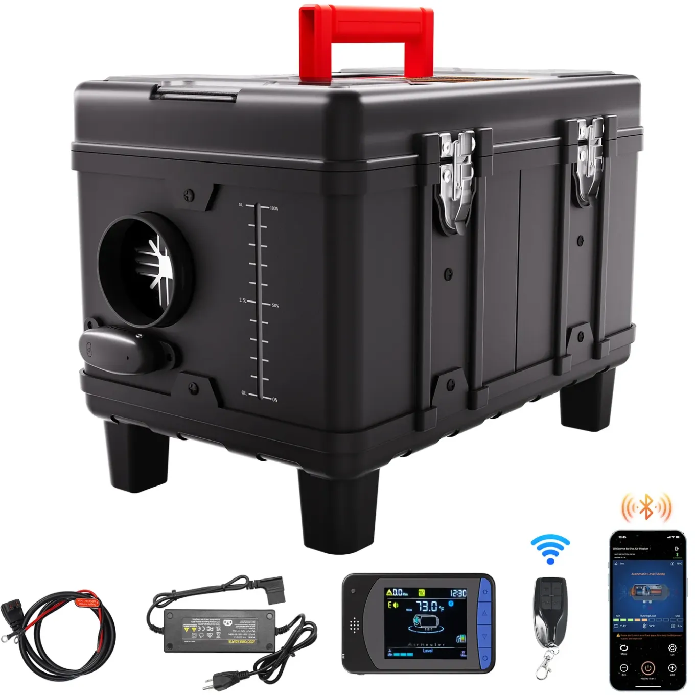 Vevor Dieselverwarming 8kw 12/24v All-in-one, Bt App, Draagbaar, Display, Co-alarm, Stil