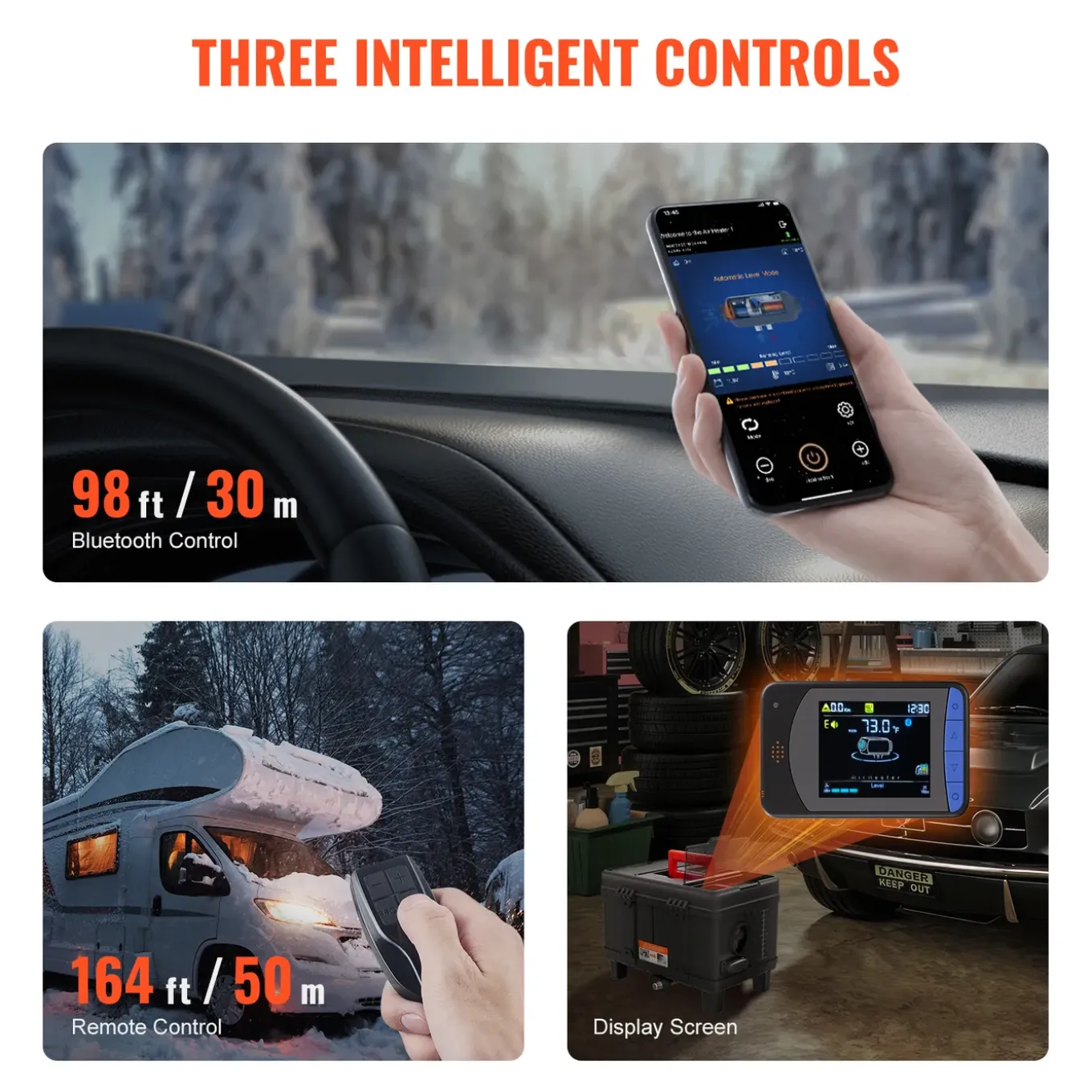 Vevor Dieselverwarming 8kw 12/24v All-in-one, Bt App, Draagbaar, Display, Co-alarm, Stil