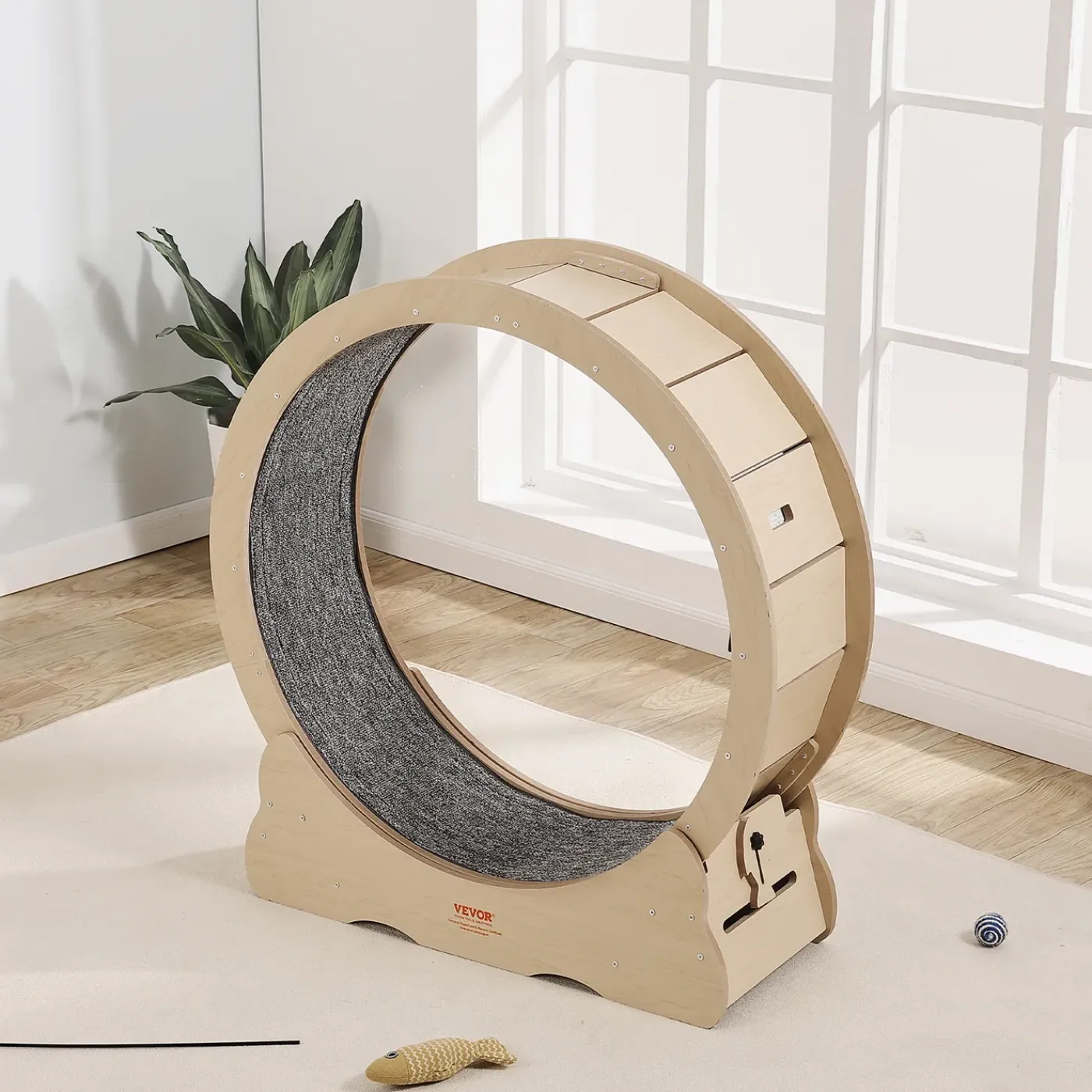 VEVOR -kattenloopwiel-voor-binnenkatten-met-krabpaal-91-cm