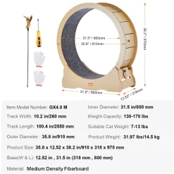 VEVOR -kattenloopwiel-voor-binnenkatten-met-krabpaal-91-cm