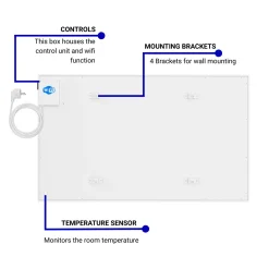 VH Infrarood paneel Superia V3 - Wit - 60 x 60 cm - 360 Watt - Geïntegreerde thermostaat - Wifi