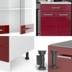 Vicco - Compacte Complete Keuken - R-line - Hoogglans Rood Wit - 200 X 81,6 X 60 Cm