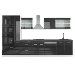 Vicco - Complete Moderne Keuken - R-line - Glanzend Antraciet Wit - 350 Cm