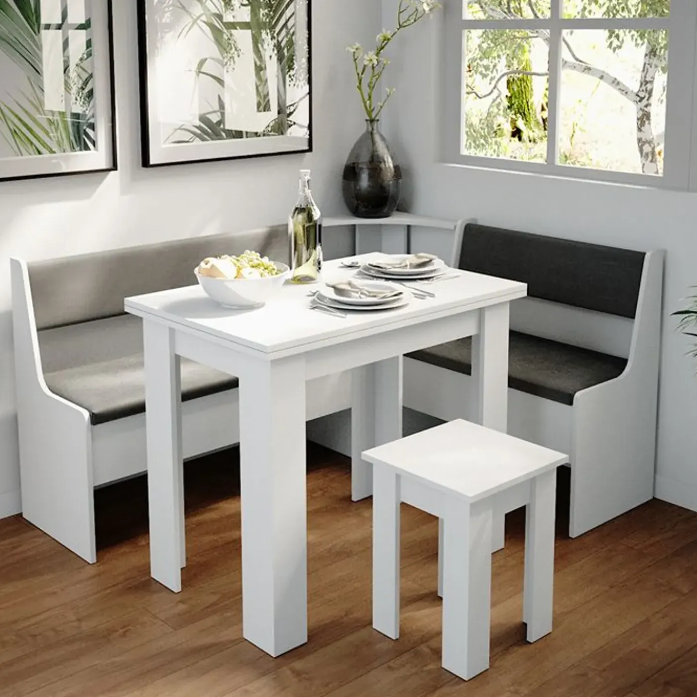 VICCO Eetkamerbank Roman, 41.5x106.6cm, Wit, 34177