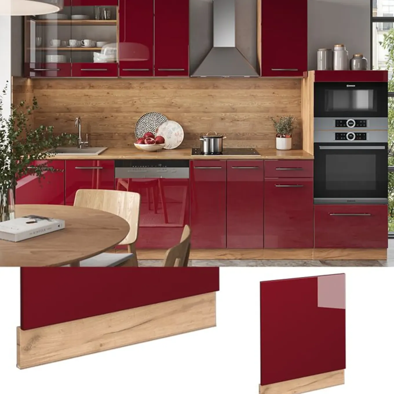 Vicco Façade Fameline, 60cm, Pt Marbre, Bordeaux Rood Hoge Glans/gouden Eiken, 46942