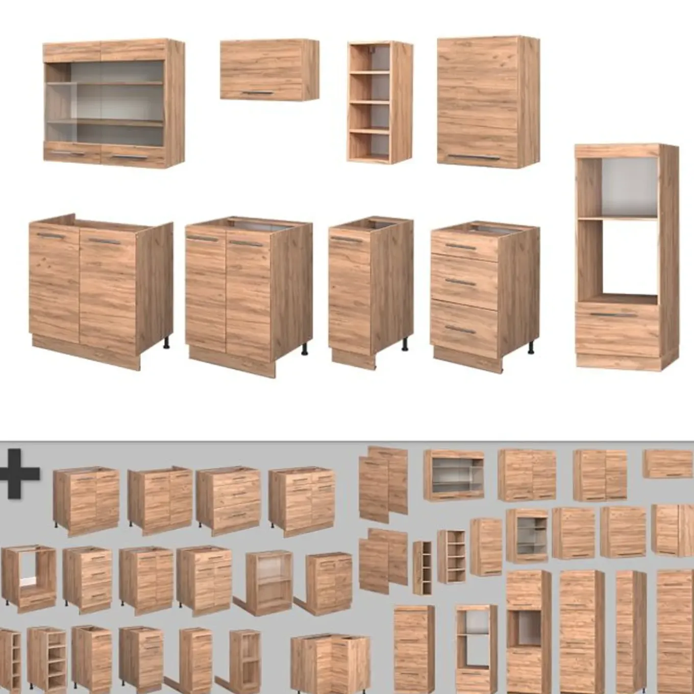 Vicco Fame-line Keukenset - 280 Cm - Golden Oak - Marmerblad