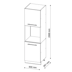 Vicco Fameline Ovenmeubel, 60cm Met Open Planken, Antraciet Hoogglans/wit, 38510